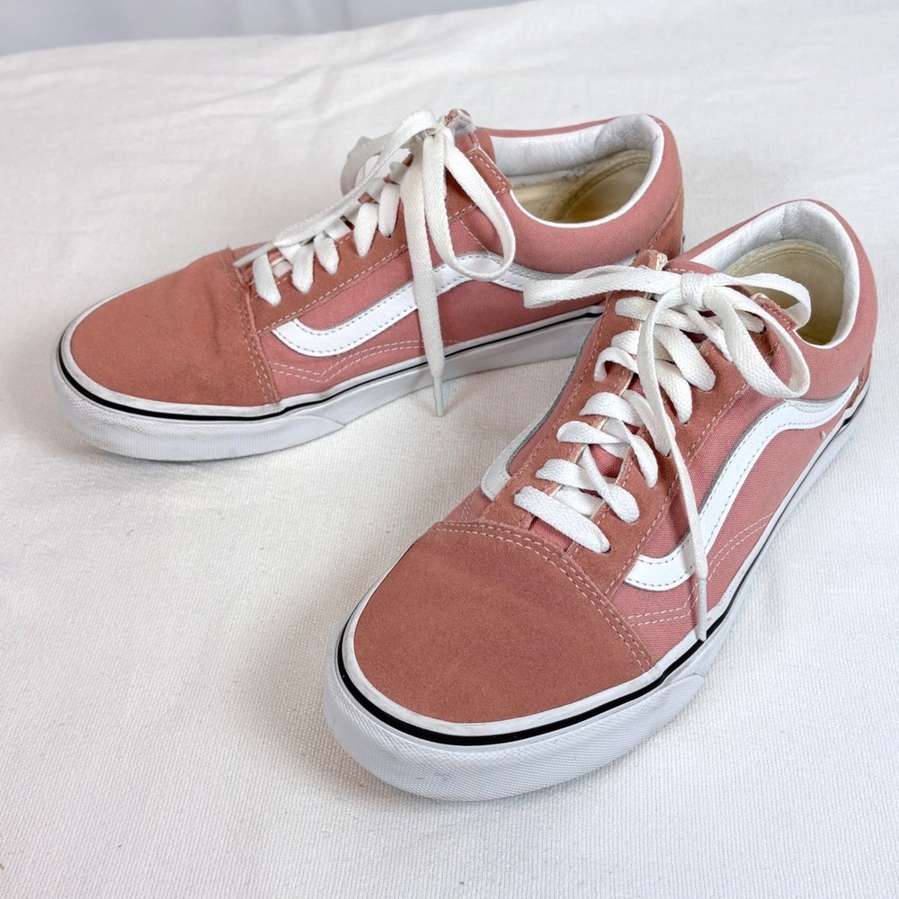 Vans Old Skool Rose Pink Suede Canvas Low Top Sneakers Womens 9 Mens 7.5
